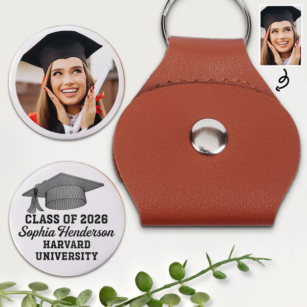 Graduation,Happy - Custom Photo Class Of Graduation Senior - Personalized Leather Pocket Hug