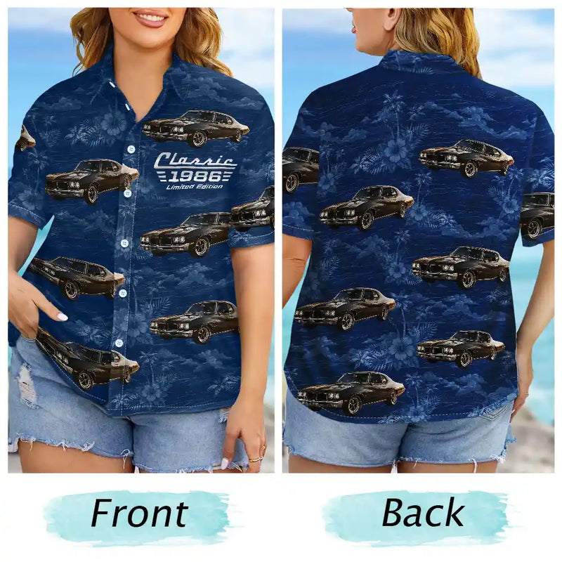 Gift For Father, Custom Photo, Proud, Remove BG Photo - Custom Photo Classic Car Limited Edition - Personalized Hawaiian Shirt