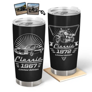 Gift For Father, Custom Photo, Proud, Remove BG Photo - Custom Photo Classic Car Limited Edition - Personalized Tumbler