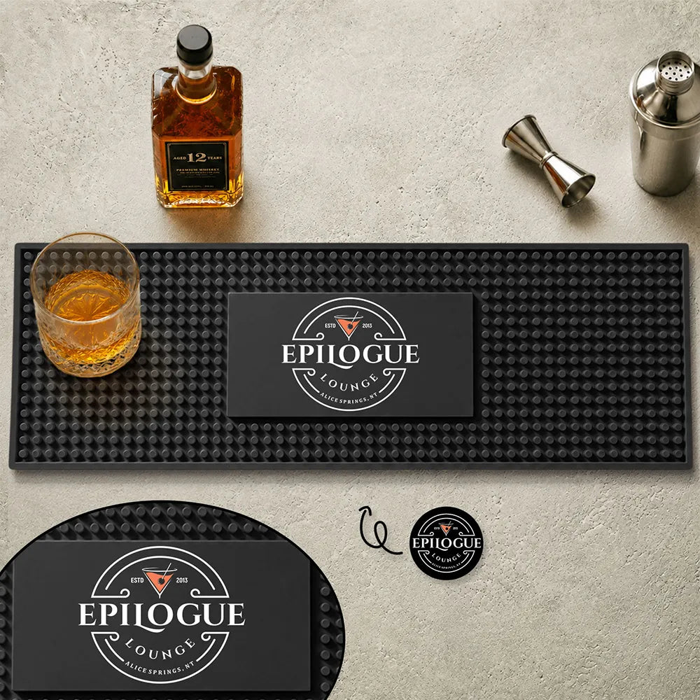 Custom Photo Cocktail Bar Lounge Restaurant Logo - Personalized Bar Mat