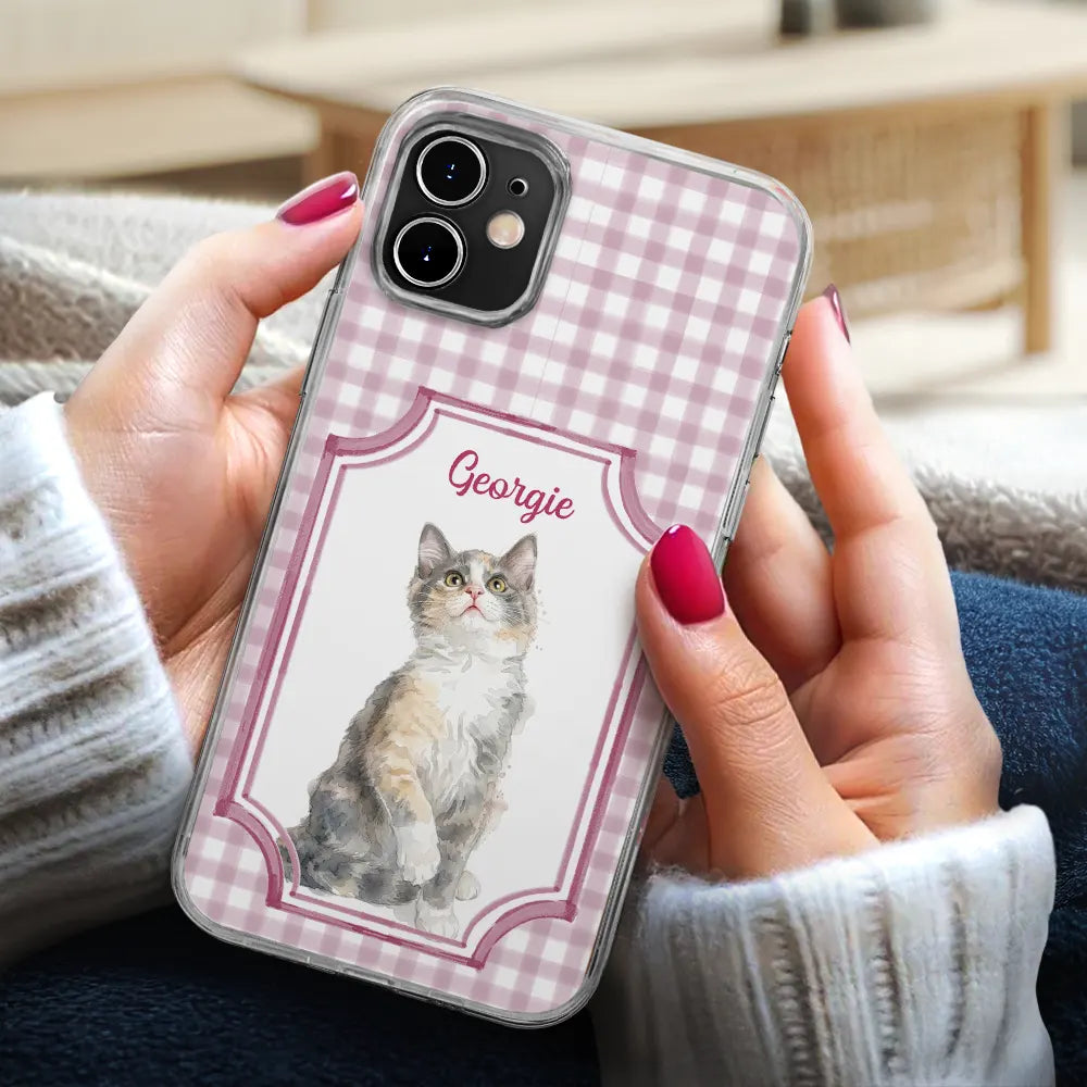 Custom Photo,Art Design,Pet Lovers,Top Market,Playful,Photo - Colored Pencil  - Custom Photo Colored Pencil Sketch Dog Cat Pet Portrait - Personalized Clear Phone Case