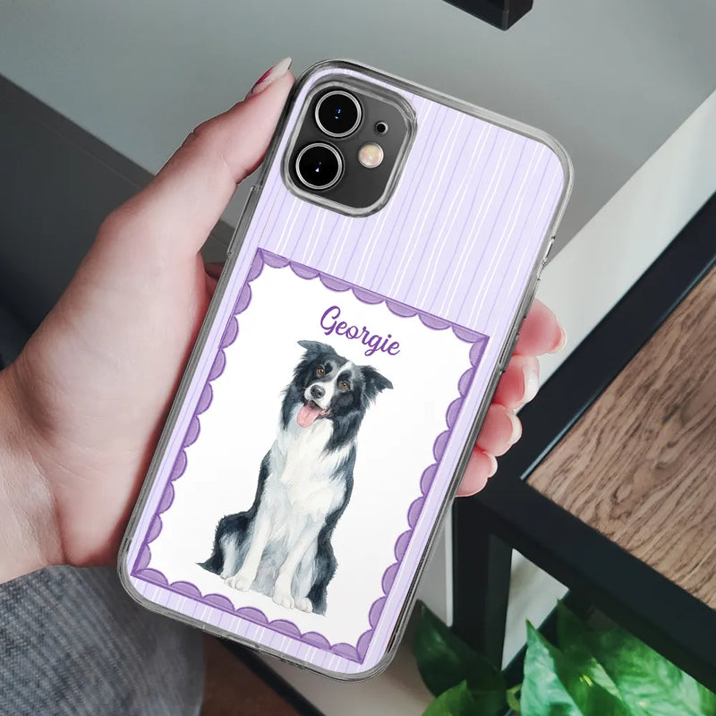 Custom Photo,Art Design,Pet Lovers,Top Market,Playful,Photo - Colored Pencil  - Custom Photo Colored Pencil Sketch Dog Cat Pet Portrait - Personalized Clear Phone Case