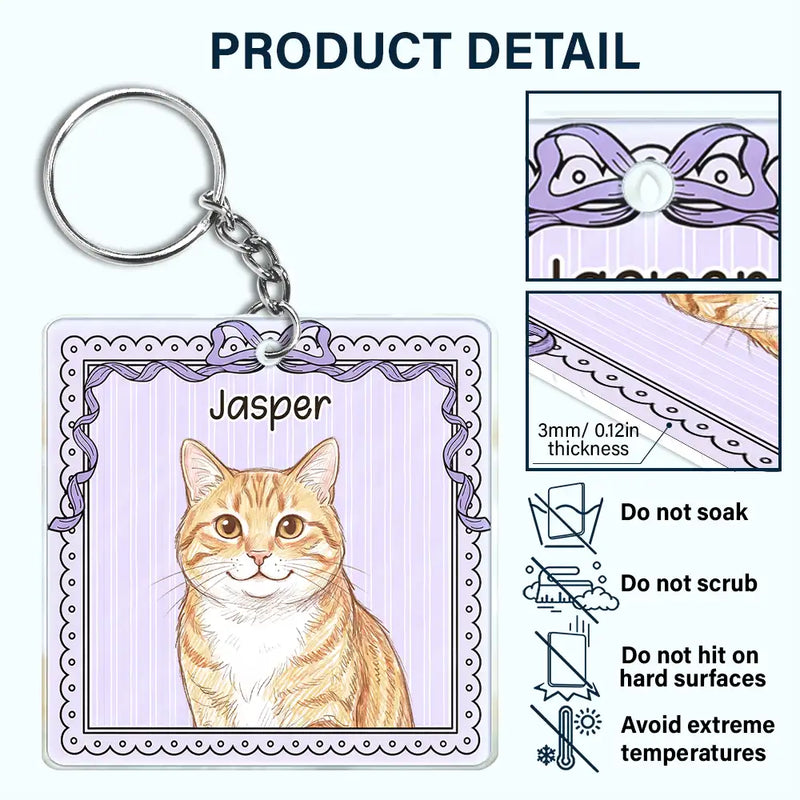 Custom Photo, Art Design, Pet Lovers, Playful, Photo - Colored Pencil - Custom Photo Colored Pencil Sketch Funny Dog Cat Pet - Personalized Acrylic Keychain