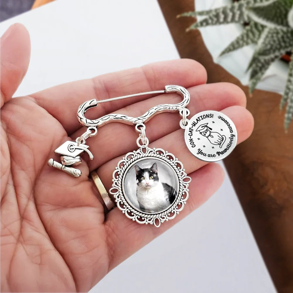 Graduation,Gift For Yourself,Gift For Bestie,Gift For Girlfriend,Gift For Boyfriend,Gift For Sibling,Gifts For Colleagues,Cat Lovers,Cat Mom,Cat Dad,Funny - Custom Photo Concatulations You Are Pawsitively Awesome - Personalized Graduation Tassel Pina