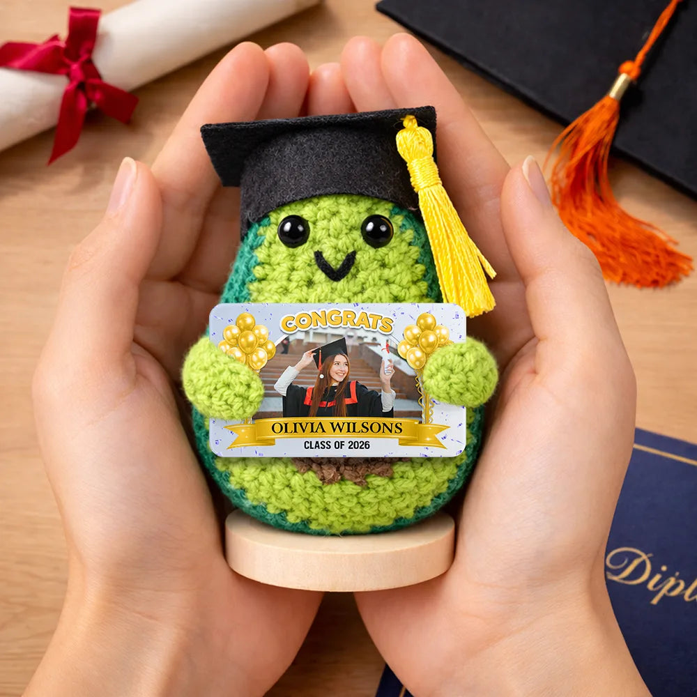 Graduation,Gift For Daughter,Dad - Daughters (Adult),Mom - Daughters (Adult),Happy,Dad - Sons,Gift For Son,Mom - Sons - Custom Photo Congrats Graduate - Personalized Doll Crochet With Custom Card