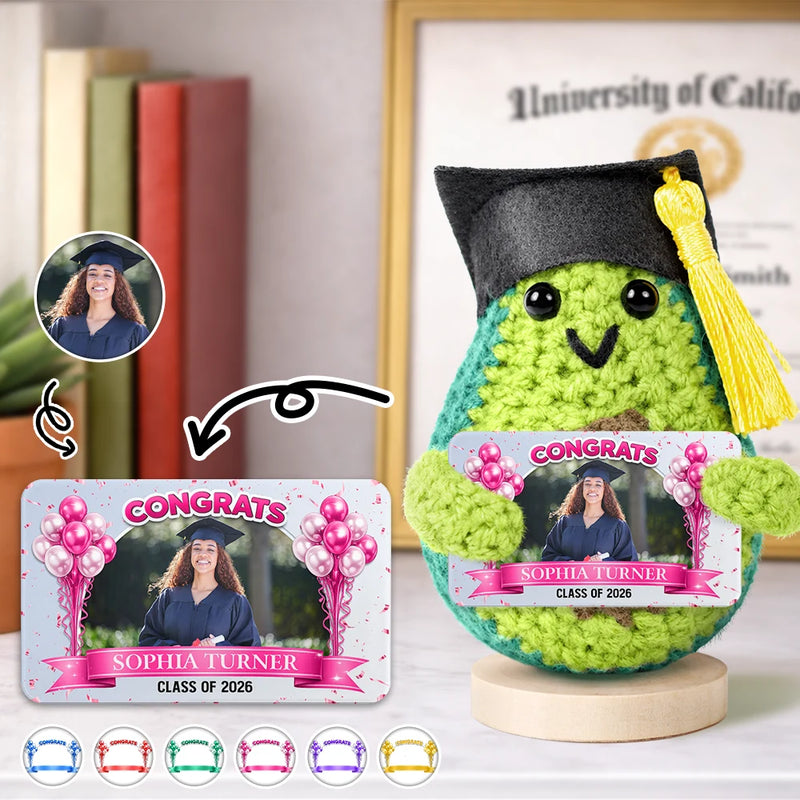 Graduation,Gift For Daughter,Dad - Daughters (Adult),Mom - Daughters (Adult),Happy,Dad - Sons,Gift For Son,Mom - Sons - Custom Photo Congrats Graduate - Personalized Doll Crochet With Custom Card