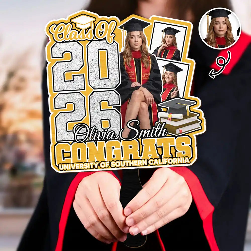 Custom Photo Congrats You Did It - Personalized Graduation Handheld Fan