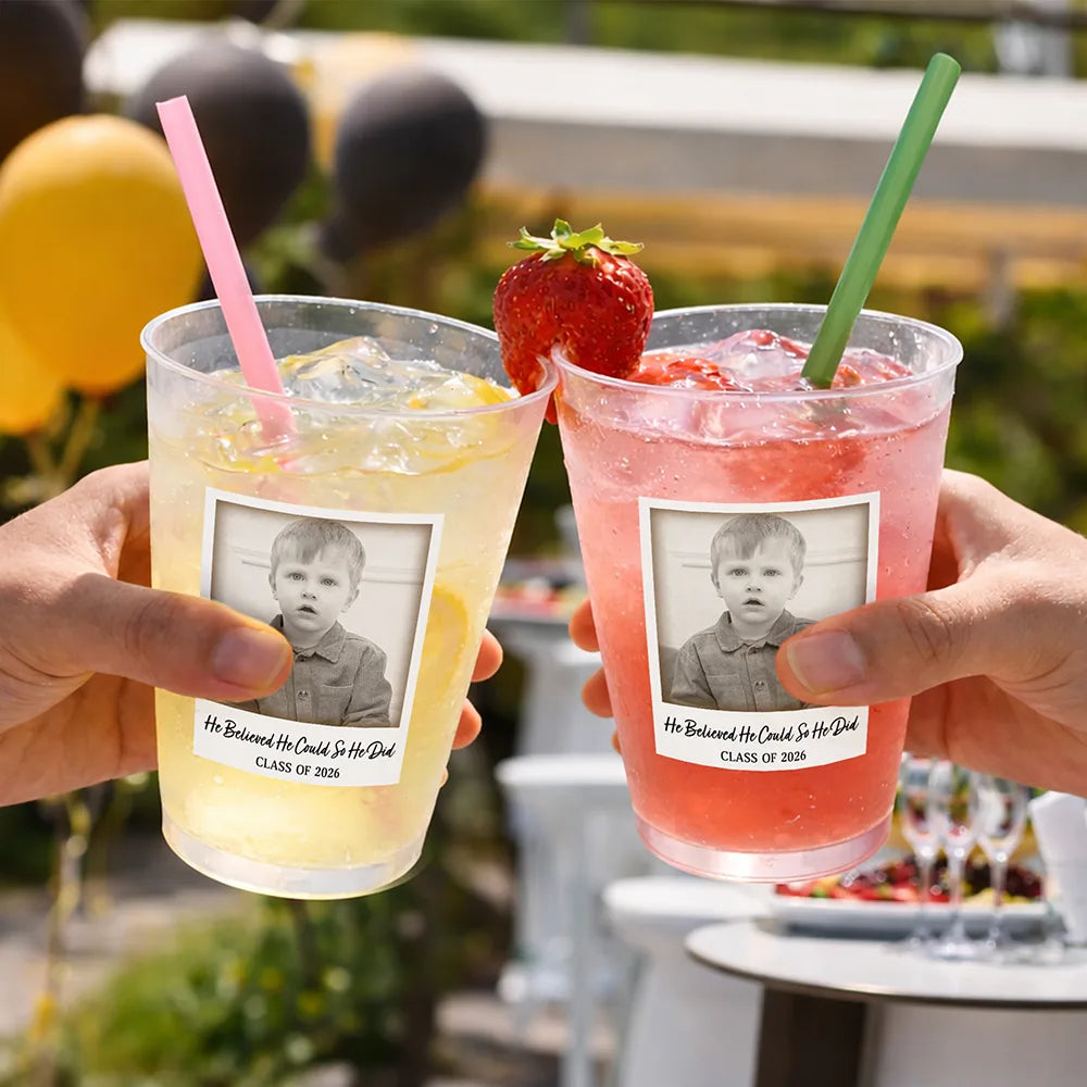 Gift For Women,Gift For Men,Graduation,Custom Photo,Happy,Gift For Yourself,Photo - Custom Photo Congratulations Graduate Vintage - Personalized Frosted Cups