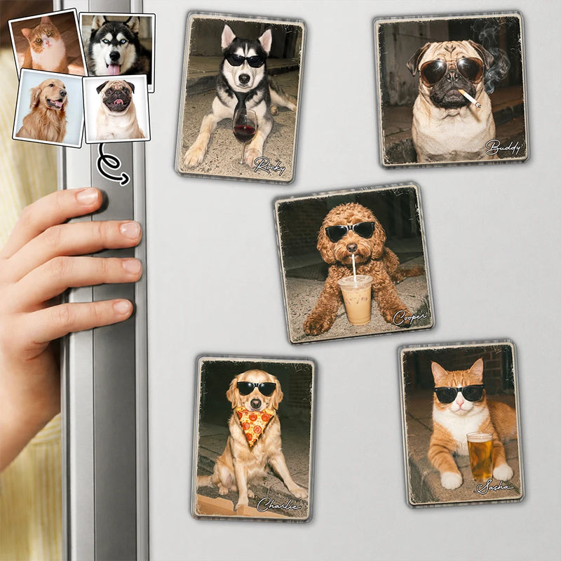 Custom Photo Cool Street Pet Pet Portrait - Personalized Acrylic Magnet - Custom Photo Cool Street Pet Pet Portrait - Personalized Acrylic Magnet