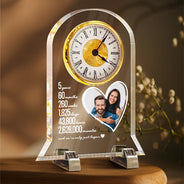 Gift For Couples, Old Couples, Custom Photo, Love - Custom Photo Couple Anniversary Counting Time Years Months Weeks - Personalized Acrylic Desk Clock