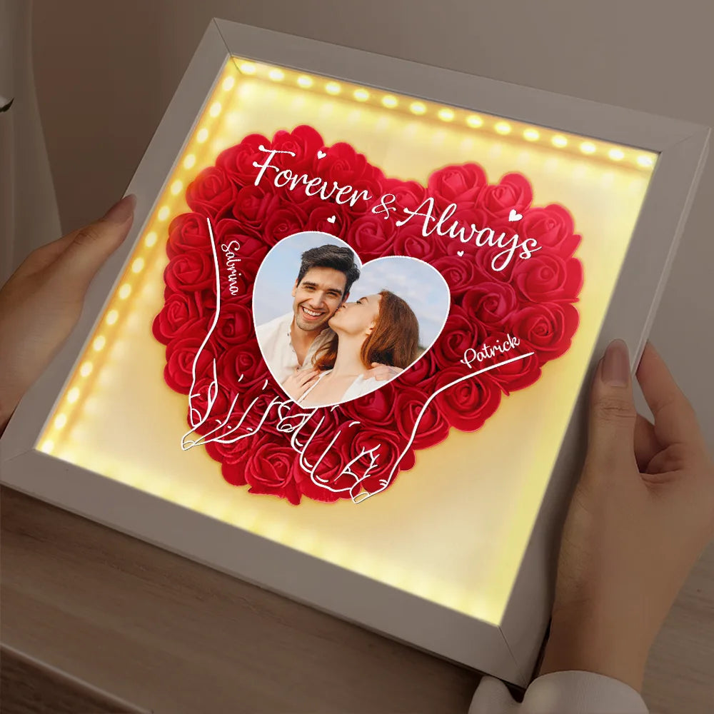 Custom Photo,Gift For Couples,Gift For Husband,Gift For Wife,Gift For Boyfriend,Gift For Girlfriend,Happy - Custom Photo Couple You & Me We Got This - Personalized LED Light Flower Shadow Box
