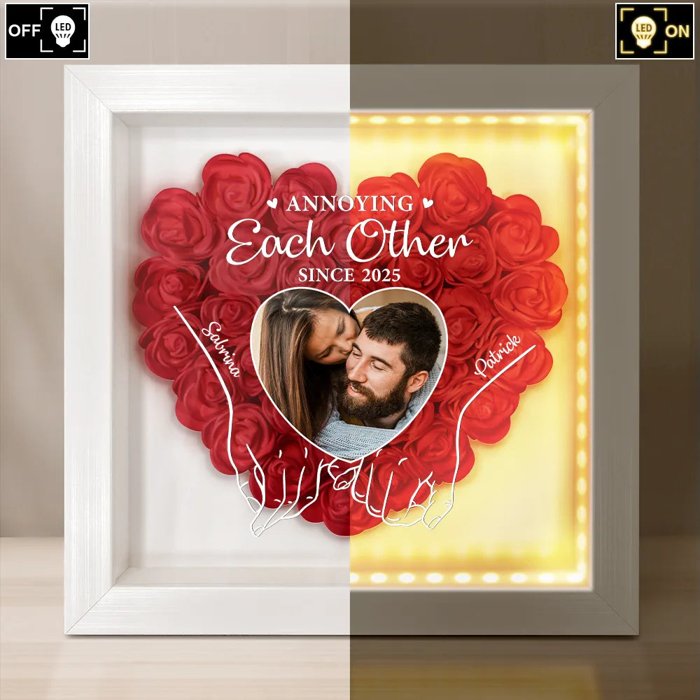 Custom Photo,Gift For Couples,Gift For Husband,Gift For Wife,Gift For Boyfriend,Gift For Girlfriend,Happy - Custom Photo Couple You & Me We Got This - Personalized LED Light Flower Shadow Box