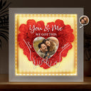 Custom Photo,Gift For Couples,Gift For Husband,Gift For Wife,Gift For Boyfriend,Gift For Girlfriend,Happy - Custom Photo Couple You & Me We Got This - Personalized LED Light Flower Shadow Box