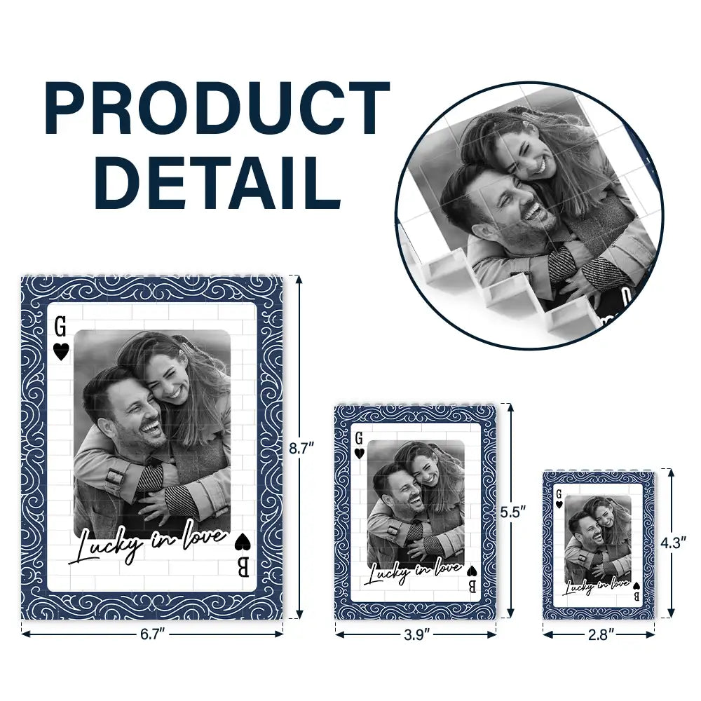Custom Photo,Gift For Couples,Top Market,Romantic,Upload Full Photo - Custom Photo Couples How Lucky Are We - Personalized Vertical Rectangle Building Brick Blocks