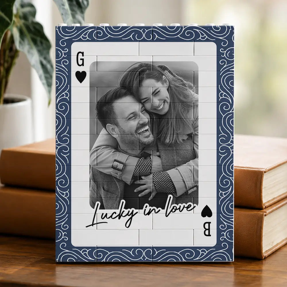Custom Photo,Gift For Couples,Top Market,Romantic,Upload Full Photo - Custom Photo Couples How Lucky Are We - Personalized Vertical Rectangle Building Brick Blocks