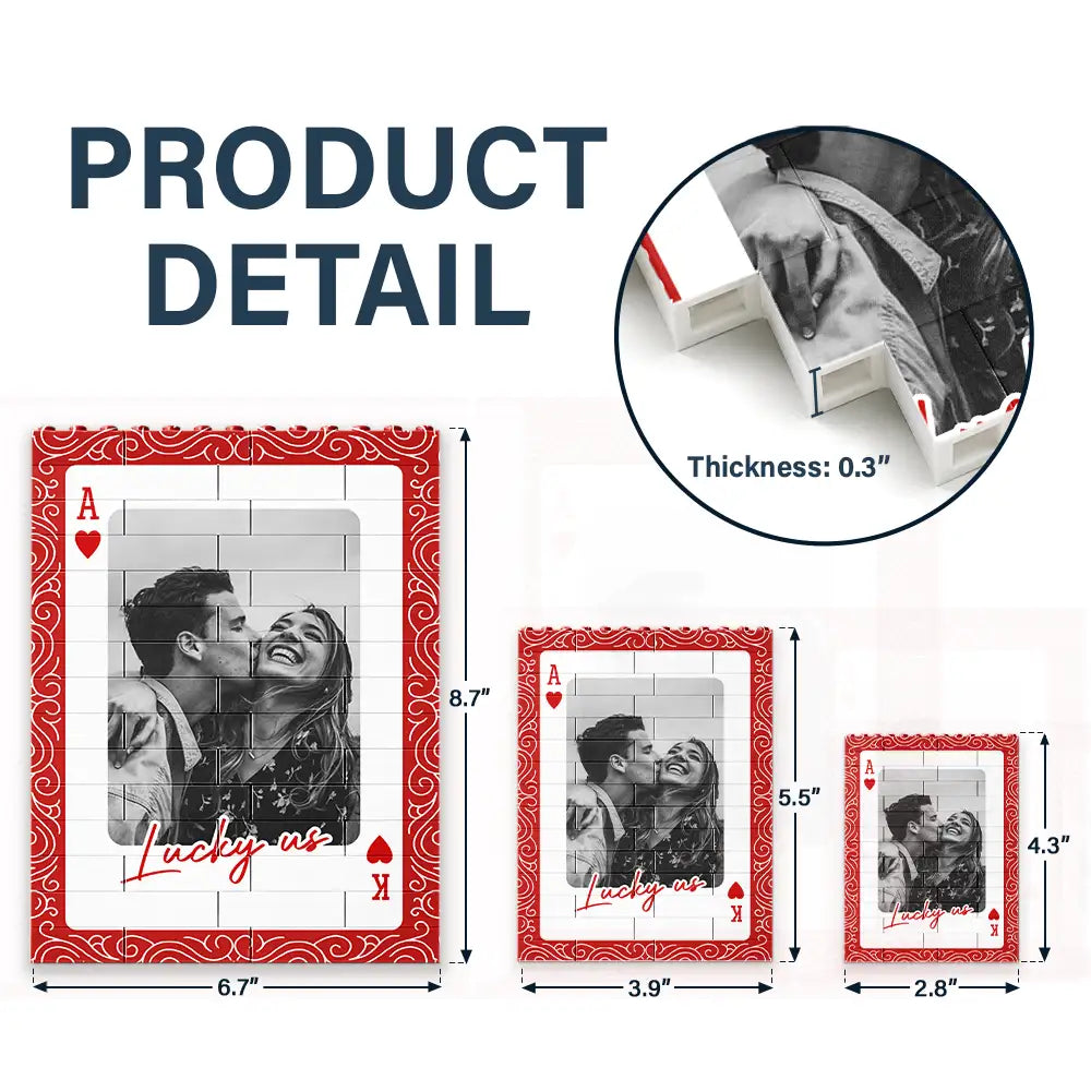 Custom Photo,Gift For Couples,Top Market,Romantic,Upload Full Photo - Custom Photo Couples How Lucky Are We - Personalized Vertical Rectangle Building Brick Blocks