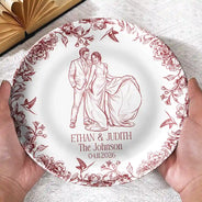 Gift For Couples, Married Couple, Custom Photo, Wedding, Romantic, Remove BG Photo - Custom Photo Couples Wedding Engaged Bachelor Party - Personalized Ceramic Plate