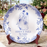 Gift For Couples, Married Couple, Custom Photo, Wedding, Romantic, Remove BG Photo - Custom Photo Couples Wedding Engaged Bachelor Party - Personalized Ceramic Plate