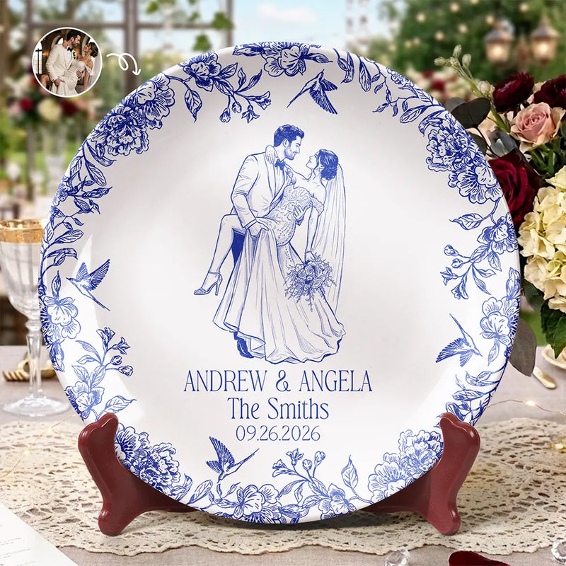 Gift For Couples, Married Couple, Custom Photo, Wedding, Romantic, Remove BG Photo - Custom Photo Couples Wedding Engaged Bachelor Party - Personalized Ceramic Plate