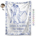 Gift For Couples, Married Couple, Custom Photo, Art Design, Wedding, Romantic, Photo - Pencil Sketch - Remove BG - Custom Photo Couples Wedding Engaged Bachelor Party - Personalized Fleece Blanket, Sherpa Blanket