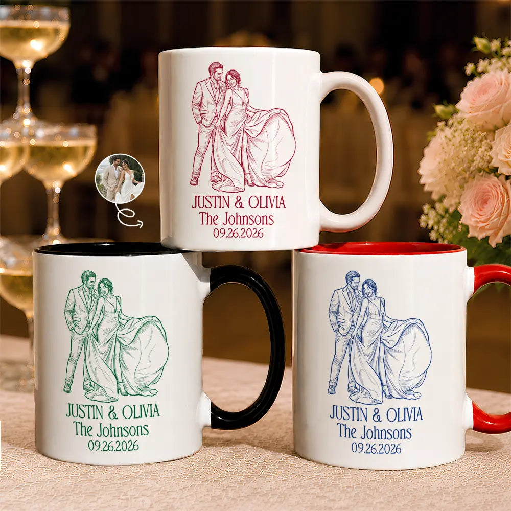 Gift For Couples, Married Couple, Custom Photo, Wedding, Romantic, Remove BG Photo - Custom Photo Couples Wedding Engaged Bachelor Party - Personalized Mug