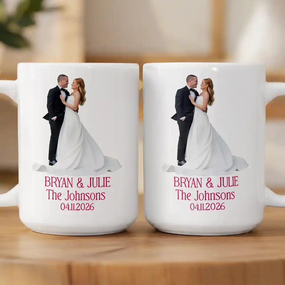 Gift For Couples, Married Couple, Custom Photo, Wedding, Romantic, Remove BG Photo - Custom Photo Couples Wedding Engaged Bachelor Party - Personalized Mug