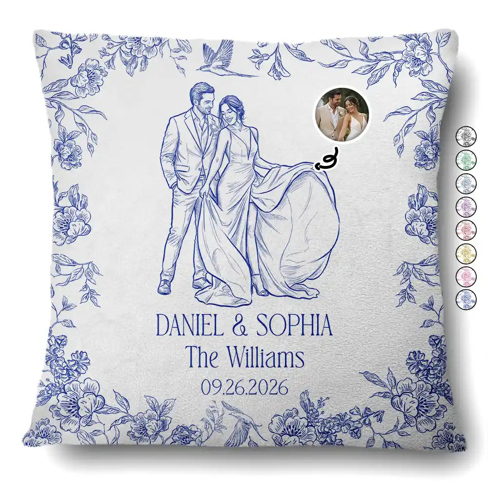 Custom Photo Couples Wedding Engaged Bachelor Party - Personalized Pillow