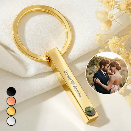 Custom Photo Couples With Names - Personalized Photo Projection Keychain