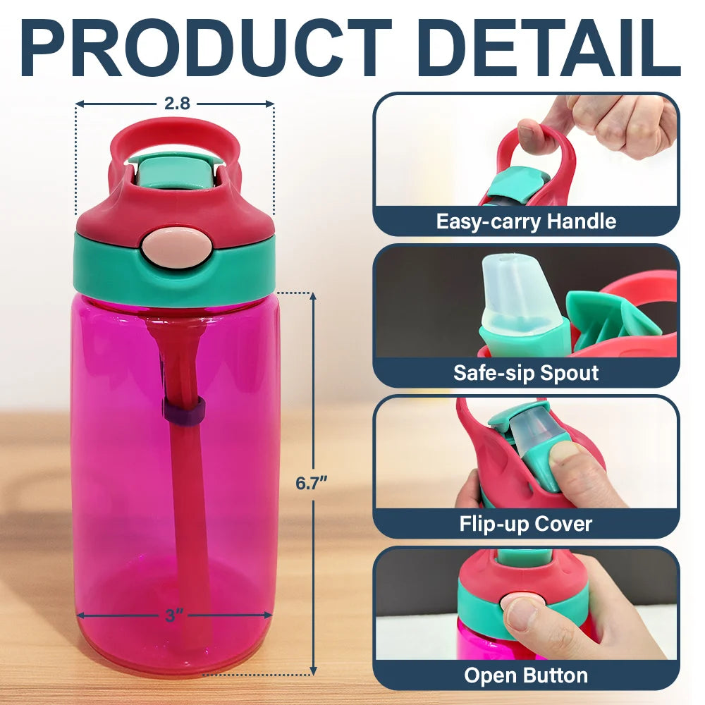 Gift For Kids, Happy, Funny, Custom Photo - Custom Photo Cute Kid Car Toy Airplane - Personalized Kids Water Bottle With Straw