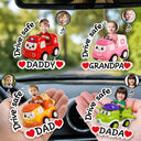 Gift For Father,Custom Photo,Adorable,Cut-Face Photo,Vector - Custom Photo Cute Kid With Car Drive Safe Daddy - Personalized Acrylic Car Hanger