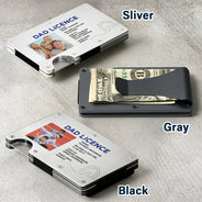 Gift For Husband, Gift For Father, New Dad, Funny, Happy - Custom Photo Dad License - Personalized Card Wallet With Money Clip