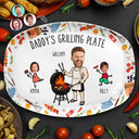 Gift For Father,Gift For Grandpa,Grilling,Photo,Icon,Humorous - Custom Photo Dad Papa Grilling Buddies Fun Icon - Personalized Plate