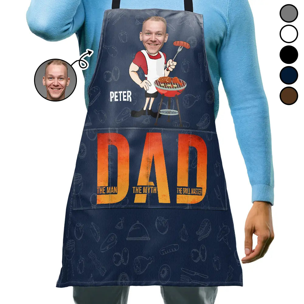 Custom Photo,Gift For Father,Grilling - Custom Photo Dad The Man The Myth The Grill Master - Personalized Apron