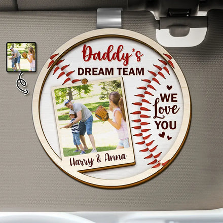 Custom Photo Daddy's Dream Team - Personalized Custom Shaped Car Visor Clip