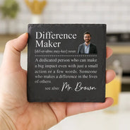 Back To School,Custom Photo,Teacher,Grateful,Remove BG Photo - Custom Photo Difference Maker Gift For Teachers Colleagues - Personalized Slate Coaster