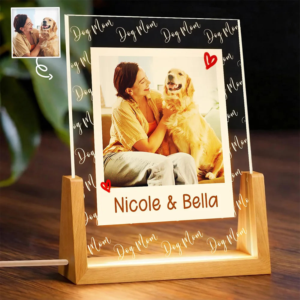 Custom Photo Dog Mom Pet Lover Polaroid Art Style - Personalized Night Light