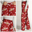 Dog Mom,Dog Lovers,Non-Eng - Custom Photo Dog Mom With Paw And Bone Pattern - Personalized Pajama Pants