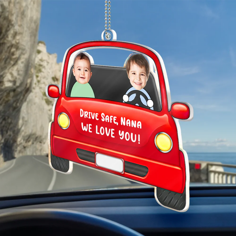 Gift For Father, Gift For Grandpa, Custom Photo, Happy - Custom Photo Drive Safe Daddy Funny Kids - Personalized Acrylic Car Hanger