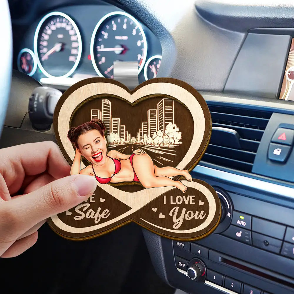 Gift For Couples, Old Couples, Funny, Gift For Husband, Gift For Wife - Custom Photo Drive Safe I F*cking Love You Funny - Personalized Custom Shaped Car Visor Clip