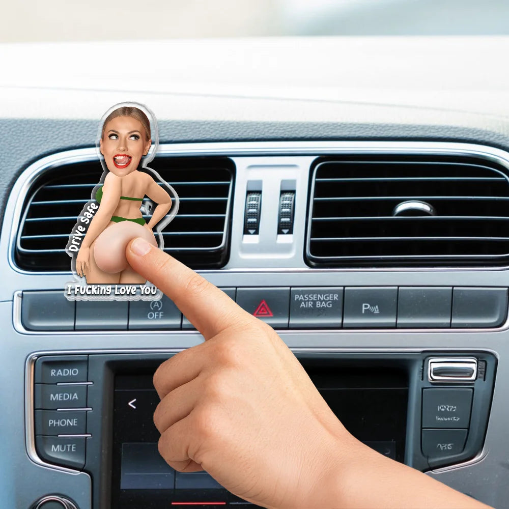 Top Market, Humorous, Gift For Boyfriend, Custom Photo, Summer, Gift For Couples, Cut-Face Photo - Custom Photo Drive Safe I Love You - Personalized Squishy Acrylic Car Vent Clip