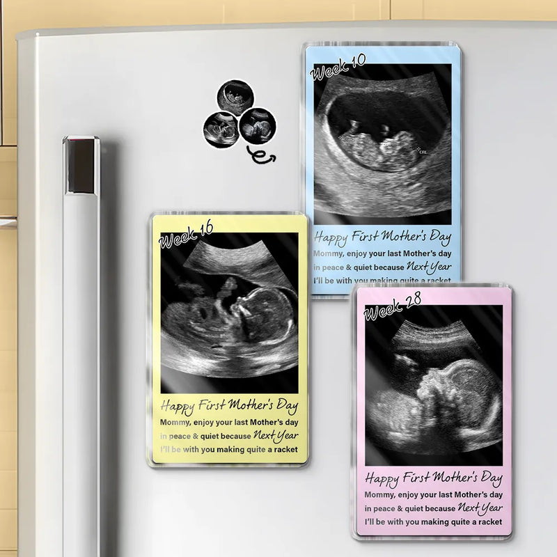 Pregnant Mom,Expecting Dad,Funny,Custom Photo - Custom Photo Enjoy Your Last Mother's Day In Peace And Quiet - Personalized Acrylic Fridge Magnet
