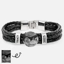 Happy, Gift For Husband, Gift For Wife, Parents, Gift For Mother, Gift For Father, New Dad, Expecting Dad, New baby, Pregnant Mom - Custom Photo Expecting Dad Mom New Parents - Personalized Leather Braided Bracelet