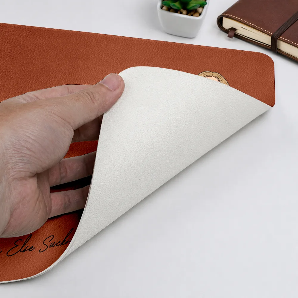 Custom Photo,Art Design,Top Market,Gift For Bestie,Sentimental,Photo - Faceless Portrait - Custom Photo Faceless Portrait Besties Forever - Personalized Leather Desk Mat