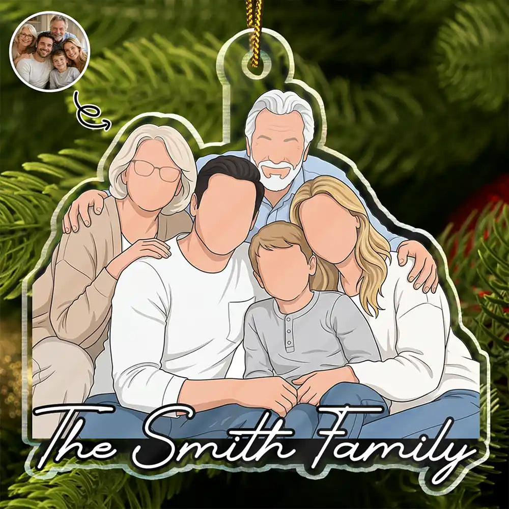 Custom Photo Faceless Portrait Family Dad Mom - Personalized Custom Shaped Acrylic Ornament