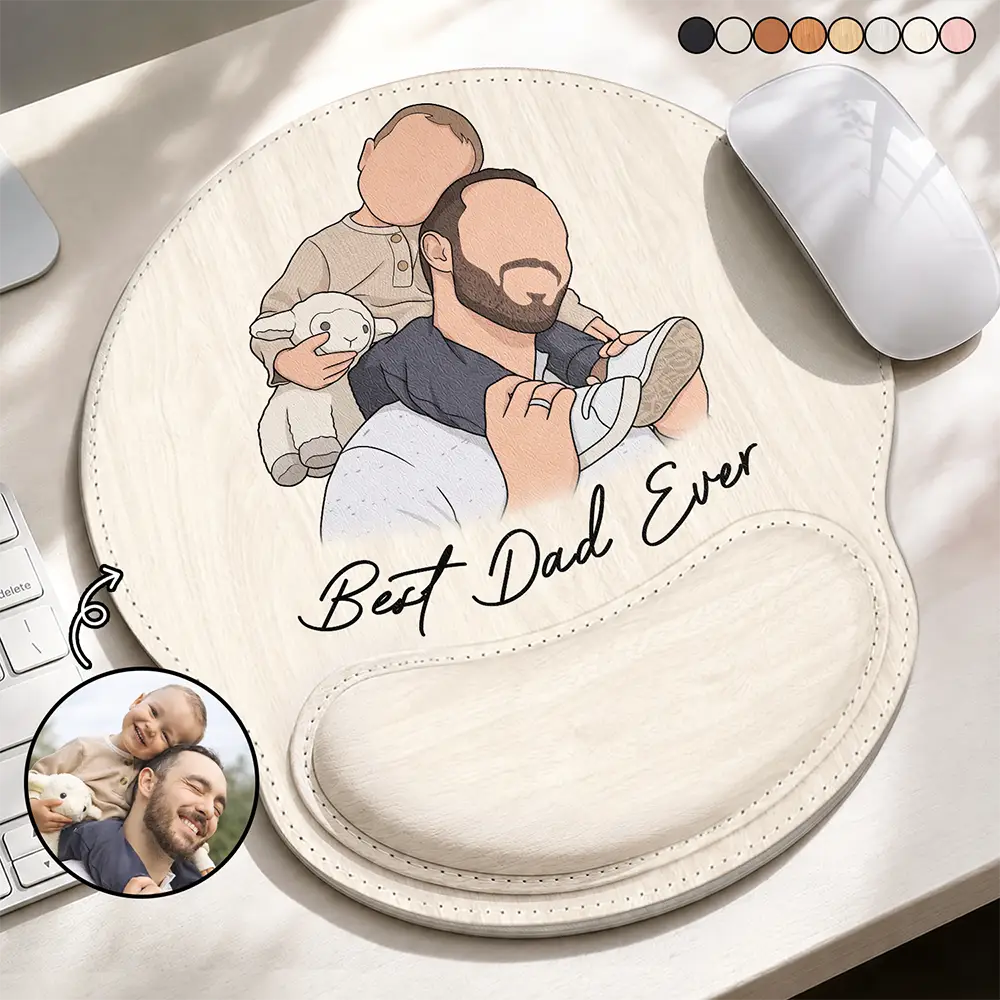 Custom Photo Faceless Portrait We Love You Best Dad Papa Ever - Personalized Leather Mouse Pad