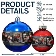 Travel,Family,Christmas,Happy - Custom Photo Family Adventure Trip Film Roll - Personalized Ball Ornament