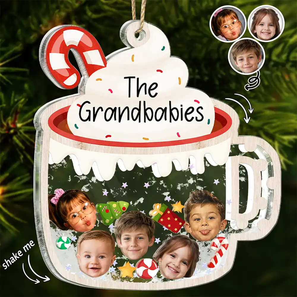 Custom Photo Family Face Cute Keepsake - Personalized 3-Layered Acrylic Shaker Ornament