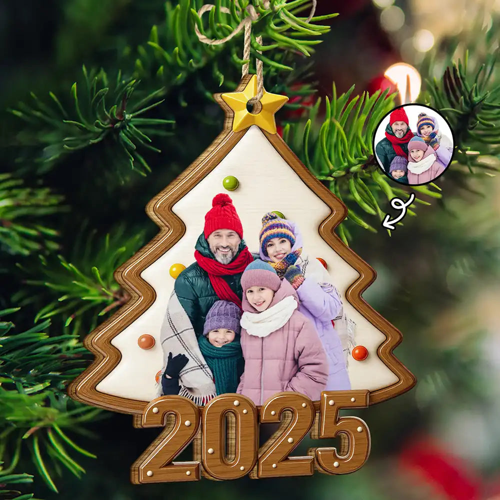 Custom Photo,Family,Christmas,Happy - Custom Photo Family Keepsake - Personalized Custom Shaped Wooden Ornament