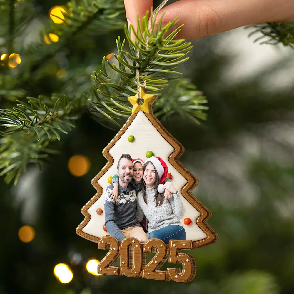 Custom Photo,Family,Christmas,Happy - Custom Photo Family Keepsake - Personalized Custom Shaped Wooden Ornament