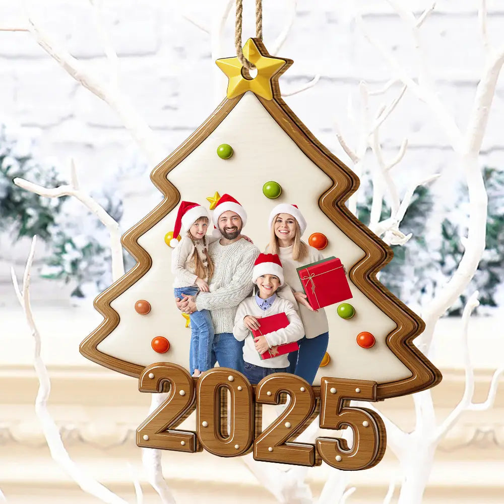Custom Photo,Family,Christmas,Happy - Custom Photo Family Keepsake - Personalized Custom Shaped Wooden Ornament